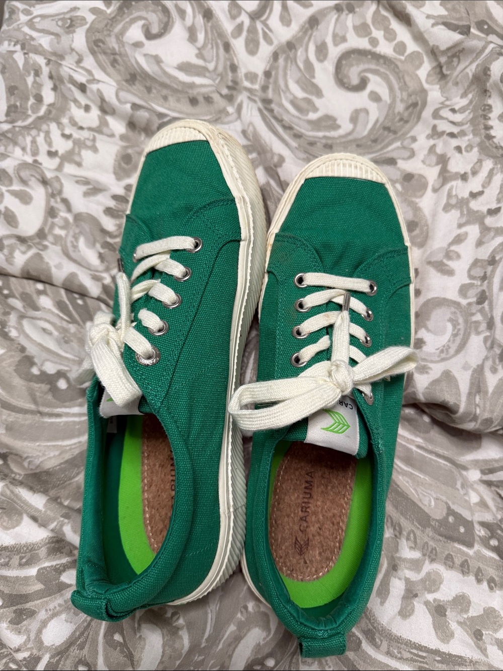 Kids Green Canvas Lace-Up Sneakers
